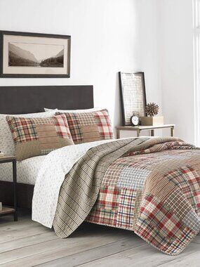 Twin Quilt Set, Reversible Cotton Bedding with Matching Sham, Luxurious Bedding